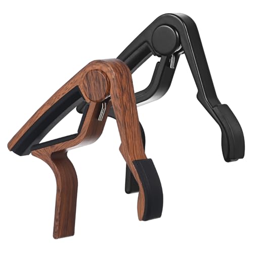 SWOOMEY 2pcs Wooden Guitar Capo Ergonomic Single Hand Capos for Acoustic Classical Guitars Precision Fit for String Instruments Effortless Placement Removal Naturally Beautiful Design