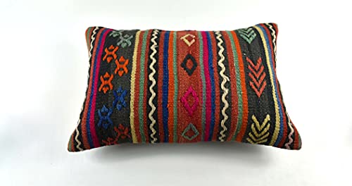Ethnic Handwoven Kilim Lumbar Pillow Cover 16x24 | Decorative Boho Cushion for Stylish Interiors - Image 2