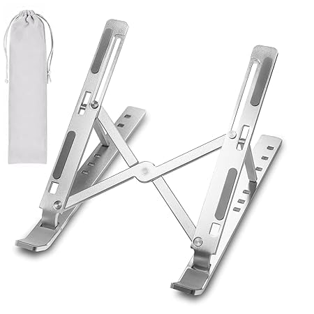 Image of Speny 6 Angles Adjustable Aluminum Ergonomic Foldable Portable Tabletop Laptop /Desktop Riser Stand Holder Compatible for MacBook, HP, Dell, Lenovo & All Other Notebook (Silver)