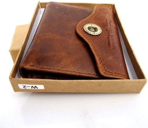 Men's Money Original Genuine Leather Slim Wallet Coin Natural Pocket Purse Au Retro Style Brown