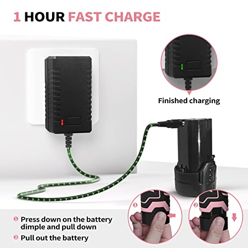 Seyvum C11 Cordless Drill Set, [Compact] [Powerful Brushless Motor], 12V Electric Drill 350 In-Lb Torque, Power Drill With Tool Bag, 1H Fast Charger, Lightweight, Electric Screwdriver Drill Bits(Pink) #TOP5