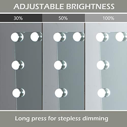 OUO Lighted Vanity Mirror, Hollywood Makeup Mirror, Smart Control Mirror with 12 Dimmable Bulbs, Tabletop Beauty Mirrors with USB Outlet, 3 Color Lighting Modes, White (H17.3 X L22.8 Inch)