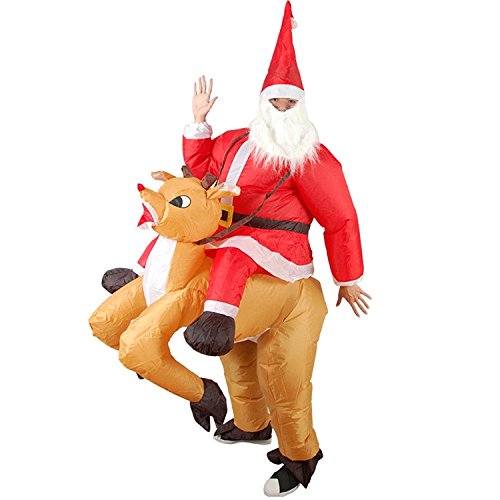 Ms Kandi Kane Christmas Costumes - Wecloth Xmas Inflatable Elk Costume Christmas Santa Cosplay Reindeer-Rider Suit For