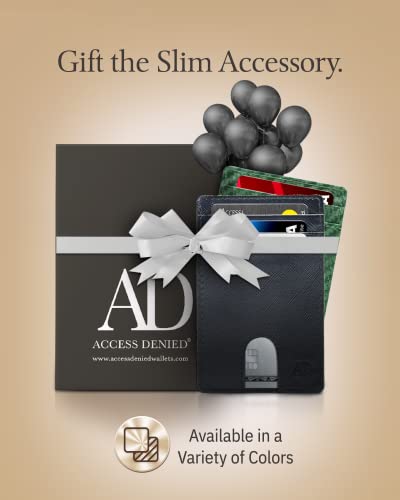 Access Denied Real Leather Slim Minimalist Mens Wallet - Thin Front Pocket Rfid Credit Card Holder Wallets For Men Holiday Gifts For Him #TOP5