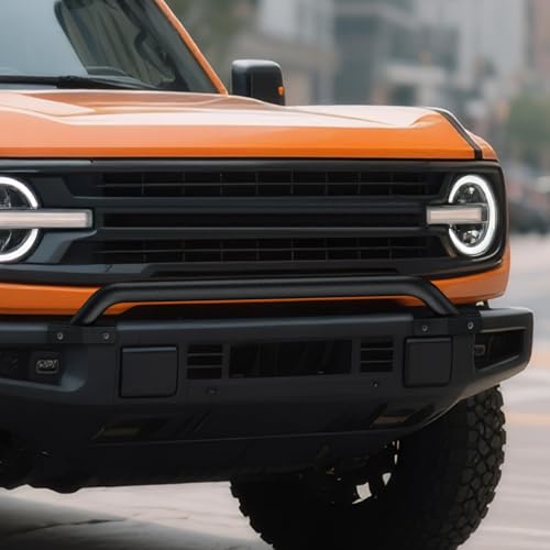 Image of Nilight Grille Guard with Light Mounting Brackets for Ford Bronco 2021-2025 Modular Steel Bumper(Not fit Sport or Raptor) Heavy Duty Steel Front Bumper Protector Bull Bar, Matte Black