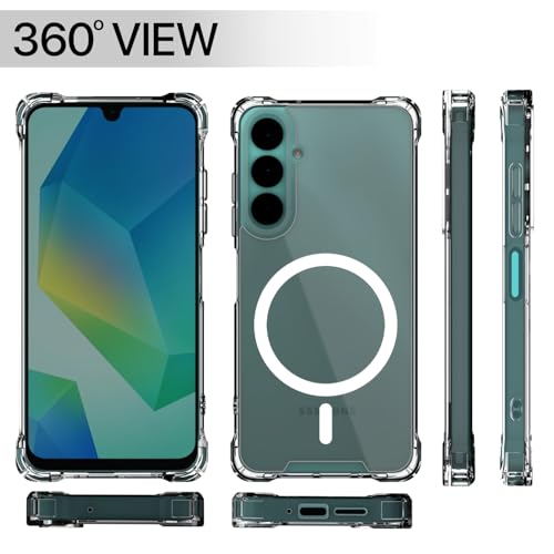 Image of Amazon Basics Back Cover for Samsung Galaxy A16 5G Mag-Safe Shockproof PC + TPU Protective Case Magnetic Support Bumper Case (Transparent Mag-Safe)