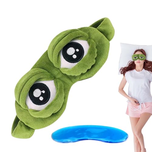 Sombras de ojos para dormir lindo | Ayuda para dormir de rana 3D | Parche para cubrir los ojos para mujeres, hombres, niños y adultos, almohadillas cómodas para siestas, viajes, dormitorio