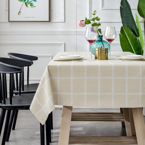 Nappe résistante imperméable 80x120cm beige motif géométrique pour table - 2