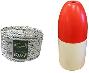 KUFA SPORTS 48" Crab Pot/Buoy Flag Pole & 2 Red/White 14" Float Combo For High Visibility - View #2