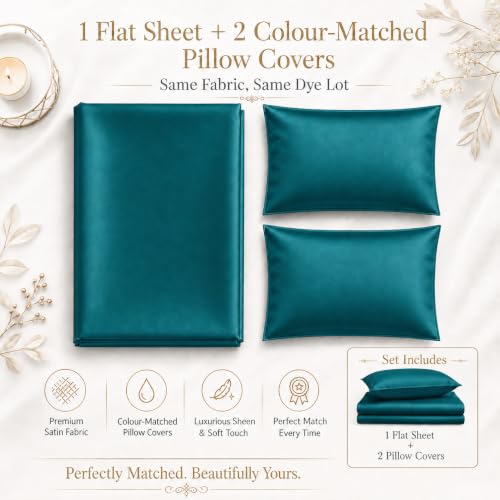 Image of Cloth Fusion Flat Satin Bedsheet Super King Size 108x108 inch