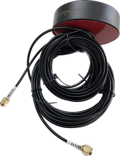 CompuPort 5G LTE MIMO Puck Antenna, Vandal Resistance, Dual-Diversity 2x15ft. Cables with SMA Male connectors, Omni-Directional Compatible with Sierra Wireless, Teltonika, Digi, & Cradlepoint.