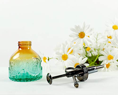 Hniuyun Glass Plant Mister Spray Bottle, 6.4 All Vintage Plant Spritzer Watering Can, Bronze Plastic Top Pump, Plant Mister Glass Watering Garden Tool (Yellow Green Gradient) #TOP2