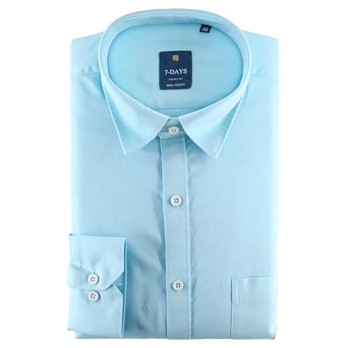 Image of 7-DAYS Men's 100% Cotton Full Sleeve Shirt for Men | Premium Plain Shirt | Tailored Fit (Between Slim & Regular) | Stylish Office & Casual Wear | with Pocket