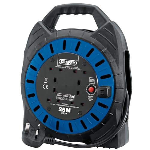 Carrete de cable Draper 02119 de 25m con cuatro enchufes de 230V para extensiones 2