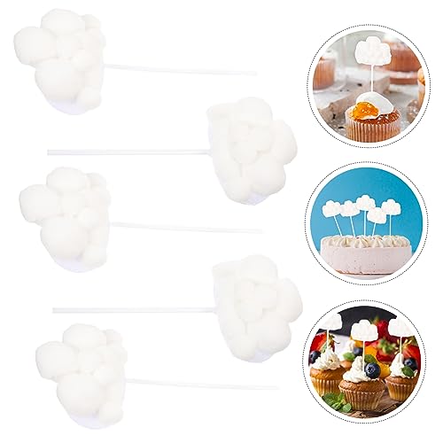 BCOATH 2sets Birthday Cake Picks Wool Yarn Edible Cloud Balls Decorations Party Cupcake Toppers 5pcs*2 - Image 5