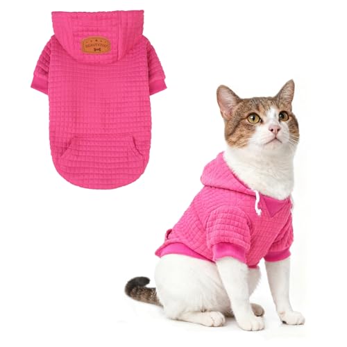 Image of BEAUTYZOO Dog Hoodies Sweater for Small Dogs,Waffle‑Like Laminated Pet Coat | Warm Dog Sweatshirt with Pocket & Leash Hole,Pullover Clothes for Girl Boy Dogs & Cats,Stretchy & Easy‑On‑Off,Chihuahua Puppy