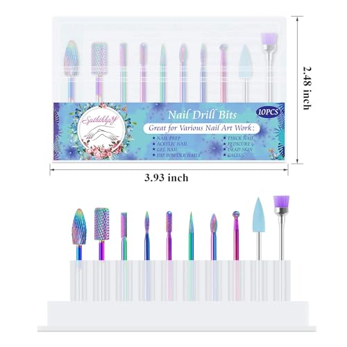 Kreni Nail Drill Bits 10Pcs Set Made of Tungsten Carbide Professional Remove Gel Acrylic Cuticle Nail File Bit Tools for Manicure Pedicure Home Salon Use Great Gift for Women... - Image 5
