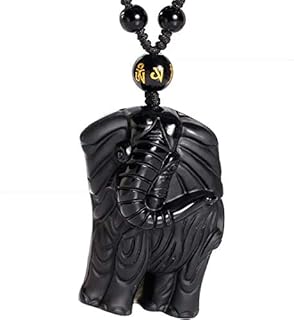 Jewboo Lovely Elephant Natural Obsidian Necklace Pendant Healing Crystal Necklaces Gemstone Mother's day Gifts Jewelry