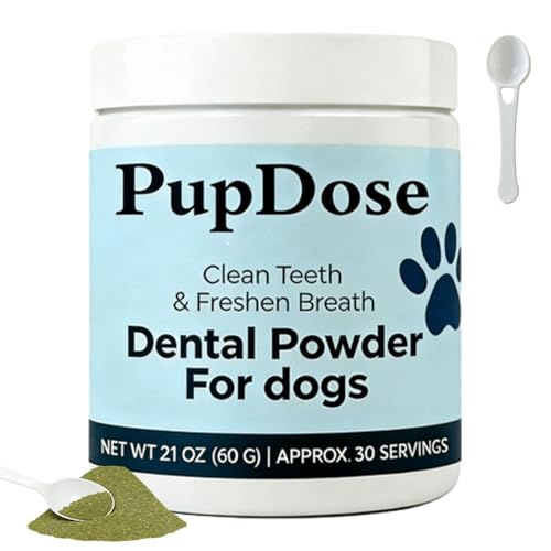 PupDose Dental Powder for Dogs Fresh Breath & Oral Care Support No Brushing Needed Easy Mix Food Topper for Daily Dog Dental Care (1Pc)