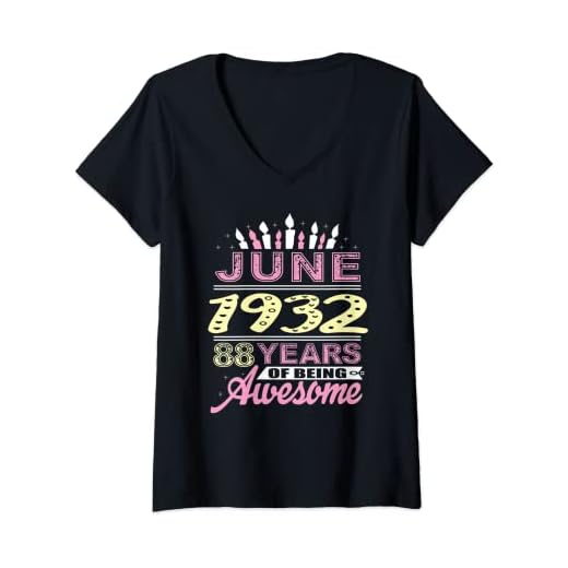 Mujer Junio 1932 88 años de edad 88 cumpleaños fiesta regalo vela Camiseta Cuello V