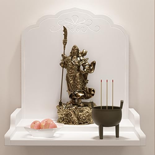 Modern Chinese Buddha Altar Shelf - Wall Mounted Wooden Offering Table, Sleek Pagoda Design, Spiritual Cabinet for Home Décor, Meditation & Zen Space Organizer