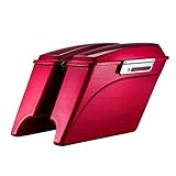 Moto Onfire 4 1/2' Ember Red Sunglo Stretched Saddlebags Assembled with Latch Hinges Extended Hard Bags Fit for 1994-2013 Harley Touring Road King Street Glide Road Glide
