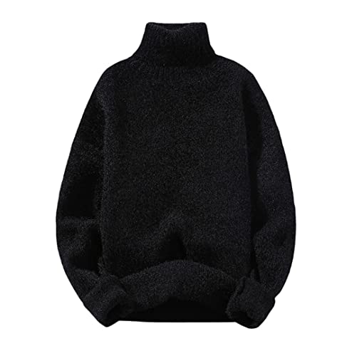 Pull chaud col roulé homme YIOLEAMP haut de gamme noir M