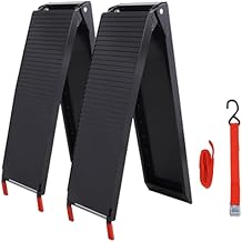 Aluminum Truck Ramps, 80"x12" Portable Loading Ramps for Pickup Trucks, 1500 LBS Capacity Folding Powerspots Ramps with Handle & Buckle for ATVs, Snowblower, UTVs, Bike, 2PCS Black, 80" Lx12 W