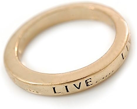 Avalaya Set of 4 Message 'Live, Dance, Love, Sing' Stack Rings In Gold Tone - Size 7 - Image 5
