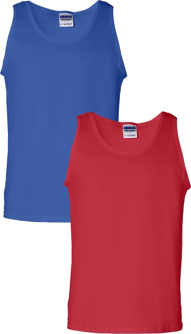 Gildan Mens Ultra Cotton Tank Top Royal/Red