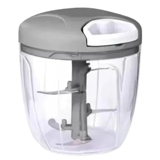 Processador Triturador Manual De Alimentos Grande 900ml 5 Lâminas Alho Cebola (Cinza)