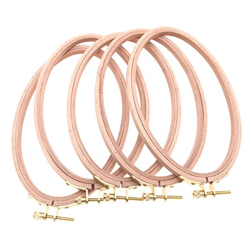 Bwrmhme 8 X 5 Inch Beechwood Oval Embroidery Hoops Tightness Adjustable Wooden Cross Stitch Hoops Embroidery Tool Hand Craft Art Set Of 5 #TOP2