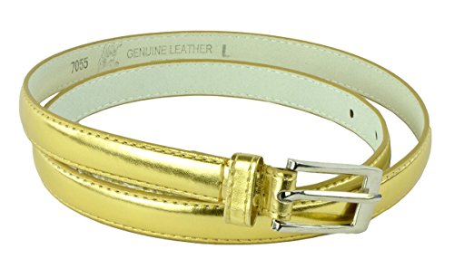 Belle Donne Women Skinny PU Leather Dress Belt Polished Buckle2