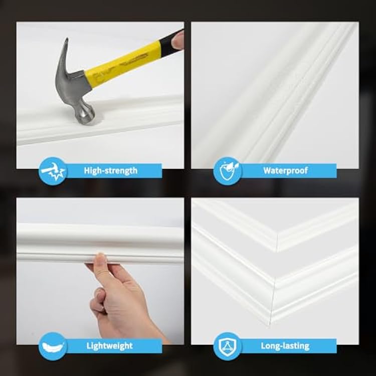 Art3d Premade Bilinear Frame Accent Molding Set, Pre-Cut Decorative Wainscoting Panel for Home Decor, Ready-to-Assemble Glue-On Wall Trim for Living Room Bedroom Corridor, 3 Whole Bilinear Frame