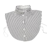 yanwuwa Cuello de camisa desmontable multiusos para mujer, elegante blusa a rayas, cuello falso para trajes de capas falsas para mujer, Negro, ruffle collar