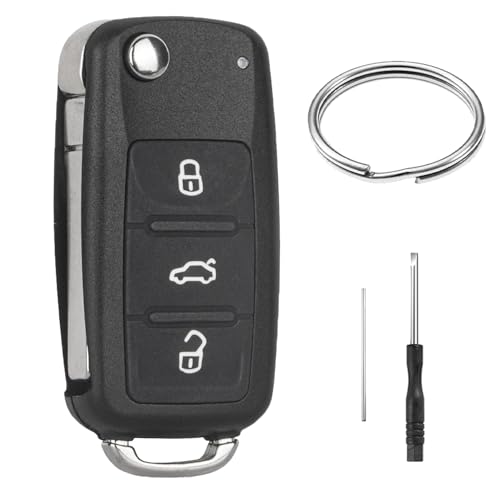 3 Boutons Coque Clé Compatible avec VW Golf MK6 UP Polo T5 Caddy EOS Jetta Transporter Tiguan Touran Sharan Scirocco Passat Bettle Skoda Octavia Seat Leon...