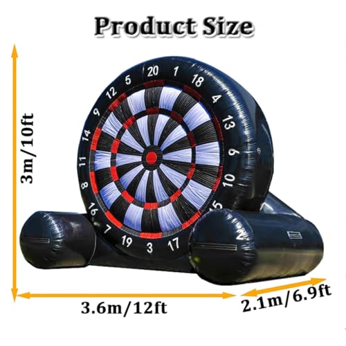 VFMVOYNZ Aufblasbare Riesen-Kick-Darts-Spiele (3 m hoch), Dartscheibe für Fußball-Zielscheibe im Freien für Erwachsene/Kinder mit 8 klebrigen Fußbällen und Gebläse für den Garten der Familie – Bild 7