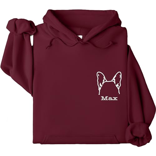 Custom Dog Mom Hoodie with Personalized DogEars & Name, Cute Dad Shirt or Sweatshirt for Women,...