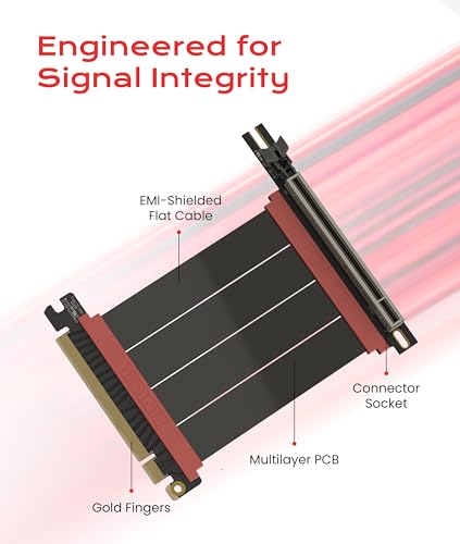 Image of LINKUP PCIE 5.0 Riser Cable | for Vertical GPU Mount | Right Angle | Graphics Card GPU Ready | Usable with PCIe 4.0 & RX 9070 / RTX5090 | 6cm (Total Length: 10cm)