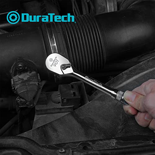 Duratech 3/8" Drive Ratchet, Dirt Resistance 90-Tooth Ratchet Wrench, Chrome Alloy Made, Fully Polished #TOP6