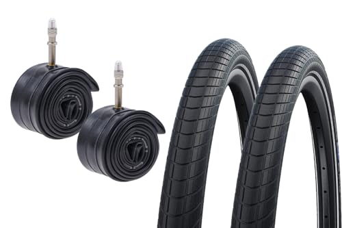 2 Stück Fahrradreifen 20 Zoll Big Apple 20x2.00 (50-406) + Schlauch DV – Performance Line, RaceGuard Pannenschutz, Reflexstreifen, für City-, Trekking Bike bis 25 km/h