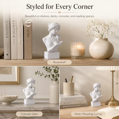 LCCCK 15.2 cm H Weiß Aphrodite Statue Skulptur, Harz Griechische Mythologie Büste Statue, für Kokette Raumdekoration, Dark Academia Raumdekoration, Bücherregale, Partition, Couchtisch Mittelstück