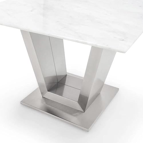 Miniatura 7 de ZURI Muebles Mesa auxiliar moderna de mármol de Carrara con base de acero inoxidable cepillado