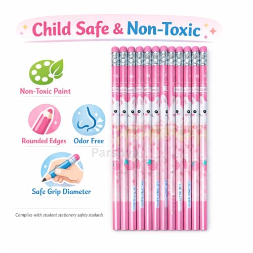 Image of KiddieWorld Premium Graphite Sketching Pencil Set for Kids & Artists - Pack of 12 Dark HB Pencils with Eraser - Perfect for School, Writing, Shading & Return Gifts
