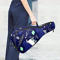 Sac à dos Kawaii pour ukulélé soprano concert ténor avec bretelles réglables Motif chat dans l’espace - Les Beatles, Paul McCartney, John Lennon, RIngo Starr, George Harrison Sac à dos Kawaii pour ukulélé soprano concert ténor avec bretelles réglables Motif chat dans l'espace – Image 6
