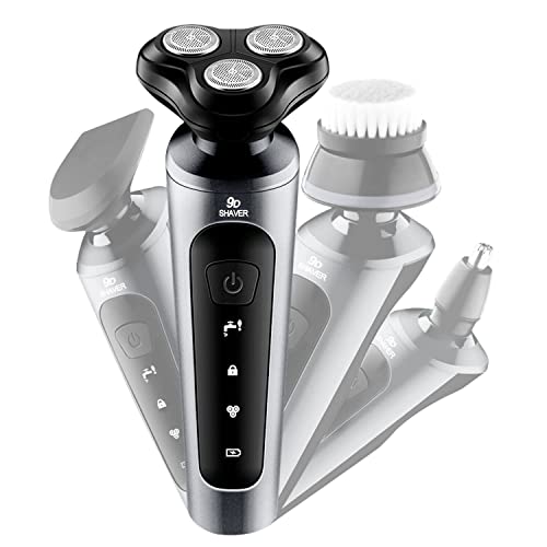 4 In 1 Electric Razor For Men, Rechargeable Portable Shaver Rotary With Usb, Cordless Face Shaver Grooming Kit For Shaving Gifts For Husband, Dad,Boyfriend(Grey) #TOP6