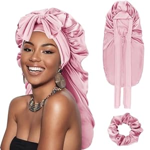 DRESHOW Lange Satin Zopfhaube Rosa