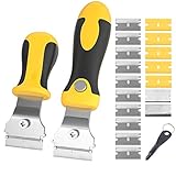 Mlife 2 PCS Muti-Purpose Razor Scraper Set - Utility Scraper Set With 32 Extra Blades, Adjustable Length Handle, Cleaning Tool for Window Wall Tile, Ideal Stripping Tools Label Sticker Decal Removal