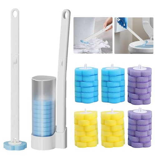 Vlecexs Cepillo Baño WC Extensión Mango Colgante Juego 36 Limpiadores Complementar Escobilla Esponja Cepillo Fregadero Limpieza Suelo Bañera Apartamento Familiar Blanco