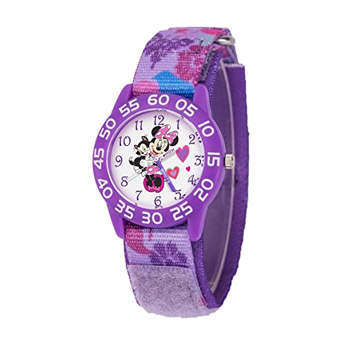 DISNEY Minnie Mouse Watch for Girls – Toddler Minnie Watch – for Girls Who Love Mouse – Learn to Tell Time – Cute Watches Kids 3-5 with Purple Bezel & Nylon Strap